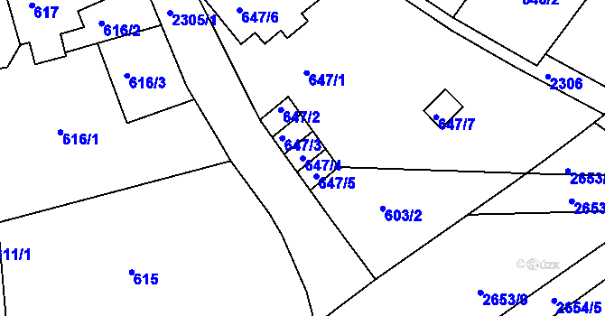 Parcela st. 647/4 v KÚ Horšovský Týn, Katastrální mapa