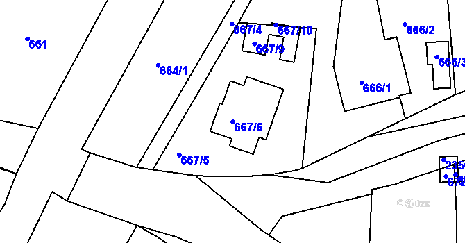 Parcela st. 667/6 v KÚ Horšovský Týn, Katastrální mapa