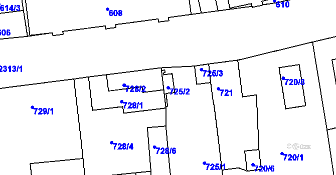 Parcela st. 725/2 v KÚ Horšovský Týn, Katastrální mapa