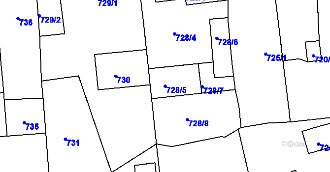 Parcela st. 728/5 v KÚ Horšovský Týn, Katastrální mapa