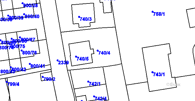 Parcela st. 740/4 v KÚ Horšovský Týn, Katastrální mapa
