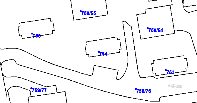 Parcela st. 754 v KÚ Horšovský Týn, Katastrální mapa
