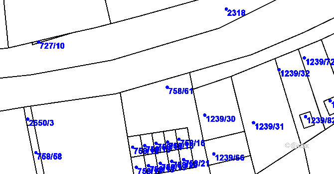 Parcela st. 758/61 v KÚ Horšovský Týn, Katastrální mapa