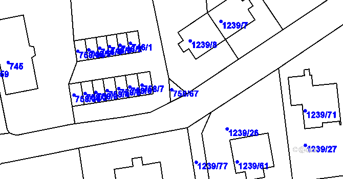 Parcela st. 758/67 v KÚ Horšovský Týn, Katastrální mapa