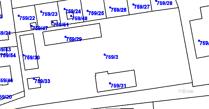 Parcela st. 759/3 v KÚ Horšovský Týn, Katastrální mapa