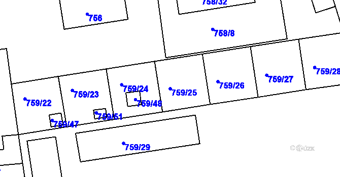 Parcela st. 759/25 v KÚ Horšovský Týn, Katastrální mapa