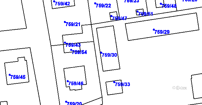 Parcela st. 759/30 v KÚ Horšovský Týn, Katastrální mapa