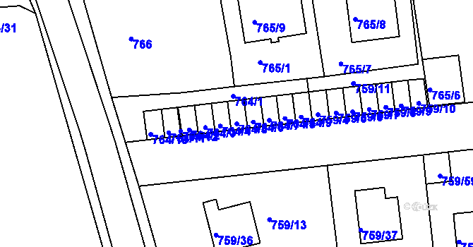 Parcela st. 764/5 v KÚ Horšovský Týn, Katastrální mapa