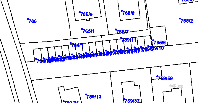 Parcela st. 764/9 v KÚ Horšovský Týn, Katastrální mapa