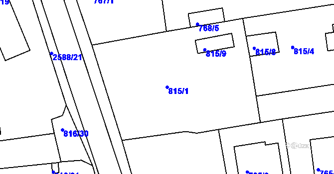 Parcela st. 815/1 v KÚ Horšovský Týn, Katastrální mapa