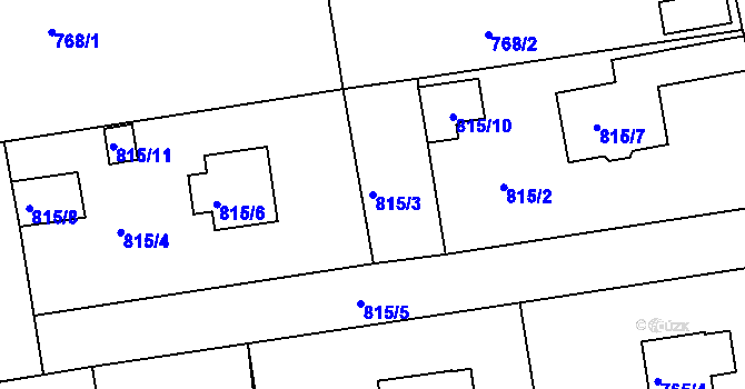 Parcela st. 815/3 v KÚ Horšovský Týn, Katastrální mapa