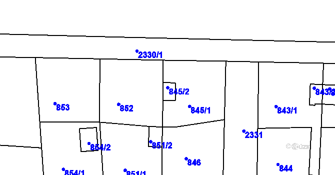 Parcela st. 845/2 v KÚ Horšovský Týn, Katastrální mapa