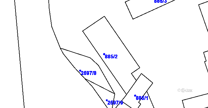 Parcela st. 885/2 v KÚ Horšovský Týn, Katastrální mapa