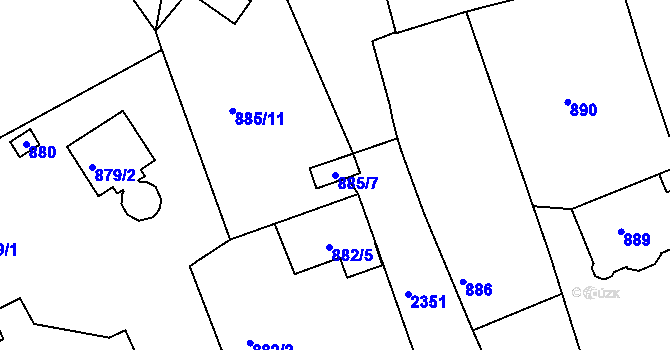 Parcela st. 885/7 v KÚ Horšovský Týn, Katastrální mapa