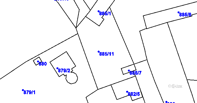 Parcela st. 885/11 v KÚ Horšovský Týn, Katastrální mapa
