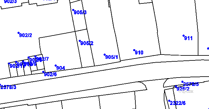 Parcela st. 905/1 v KÚ Horšovský Týn, Katastrální mapa