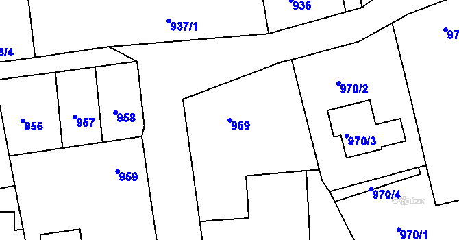 Parcela st. 969 v KÚ Horšovský Týn, Katastrální mapa