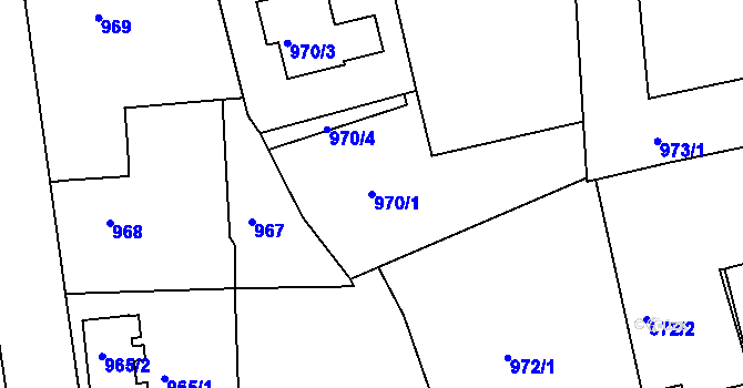 Parcela st. 970/1 v KÚ Horšovský Týn, Katastrální mapa