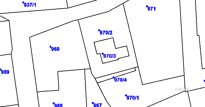 Parcela st. 970/3 v KÚ Horšovský Týn, Katastrální mapa