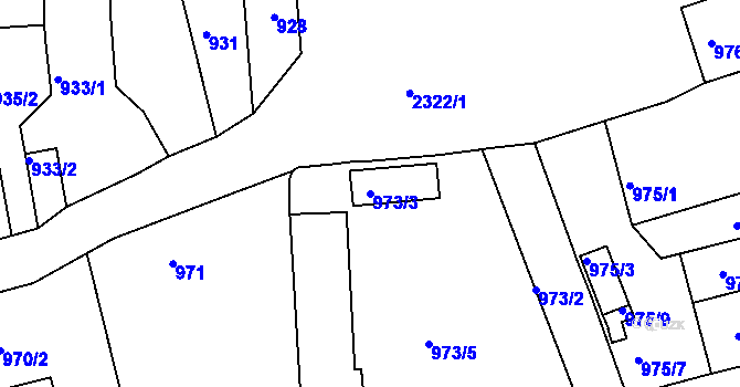 Parcela st. 973/3 v KÚ Horšovský Týn, Katastrální mapa