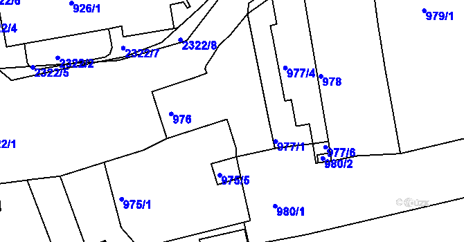 Parcela st. 977/2 v KÚ Horšovský Týn, Katastrální mapa