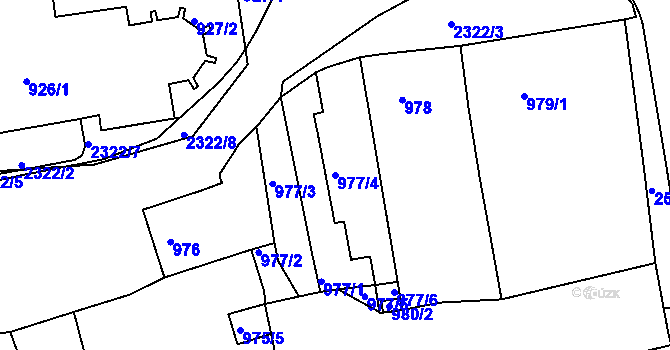 Parcela st. 977/4 v KÚ Horšovský Týn, Katastrální mapa