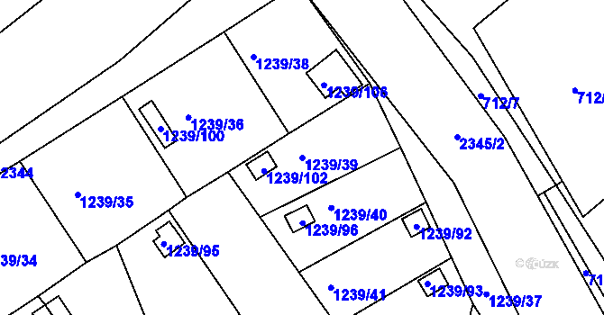 Parcela st. 1239/39 v KÚ Horšovský Týn, Katastrální mapa