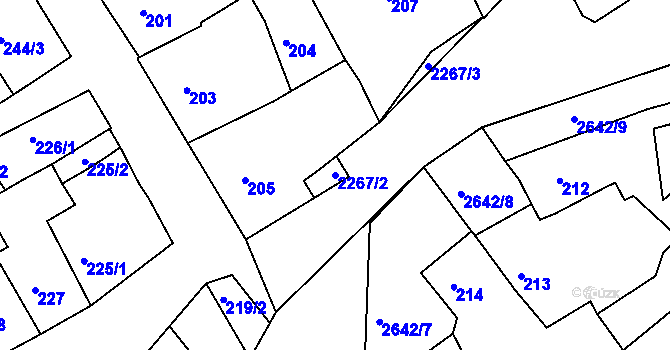 Parcela st. 2267/2 v KÚ Horšovský Týn, Katastrální mapa