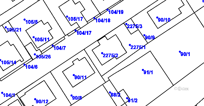 Parcela st. 2275/2 v KÚ Horšovský Týn, Katastrální mapa