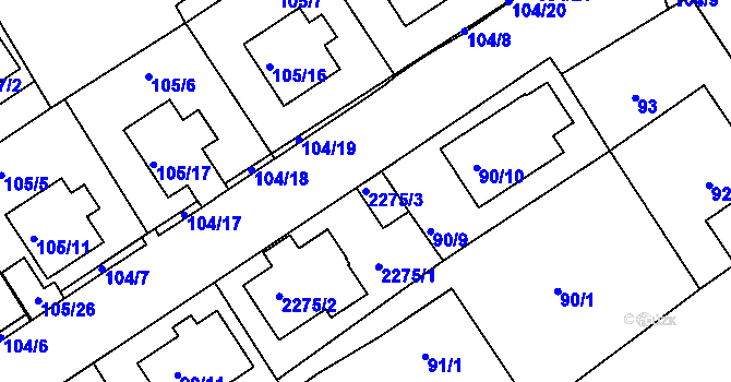 Parcela st. 2275/3 v KÚ Horšovský Týn, Katastrální mapa
