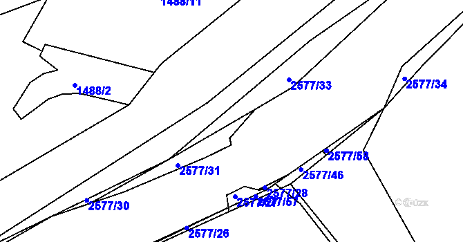 Parcela st. 2577/32 v KÚ Horšovský Týn, Katastrální mapa