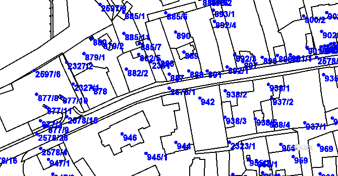 Parcela st. 2578/1 v KÚ Horšovský Týn, Katastrální mapa