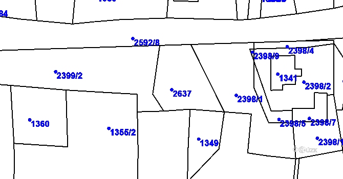 Parcela st. 2637 v KÚ Horšovský Týn, Katastrální mapa