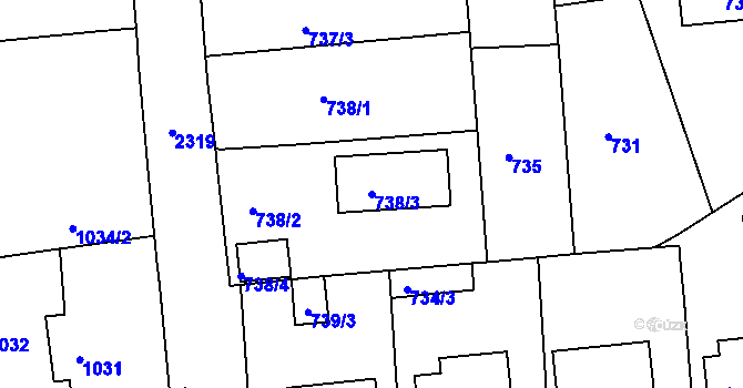 Parcela st. 738/3 v KÚ Horšovský Týn, Katastrální mapa