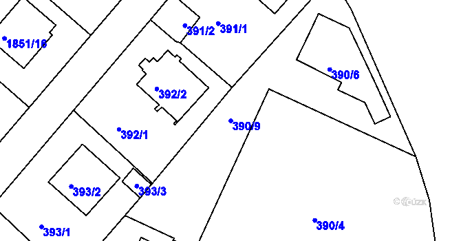 Parcela st. 390/9 v KÚ Horšovský Týn, Katastrální mapa