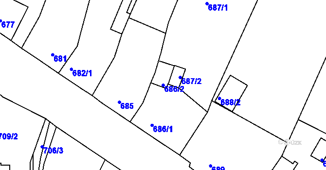 Parcela st. 686/2 v KÚ Horšovský Týn, Katastrální mapa
