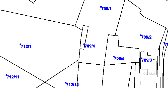 Parcela st. 709/4 v KÚ Horšovský Týn, Katastrální mapa