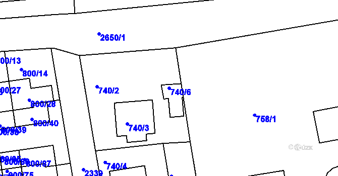 Parcela st. 740/6 v KÚ Horšovský Týn, Katastrální mapa