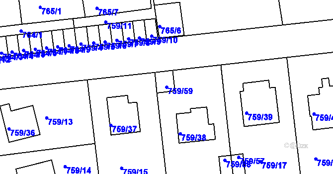 Parcela st. 759/59 v KÚ Horšovský Týn, Katastrální mapa