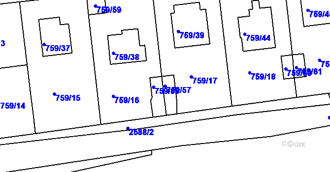 Parcela st. 759/57 v KÚ Horšovský Týn, Katastrální mapa