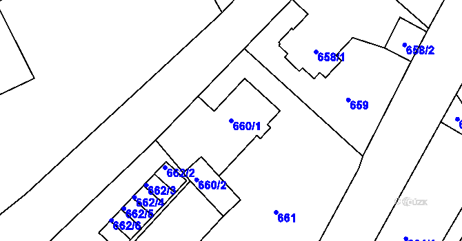 Parcela st. 660/1 v KÚ Horšovský Týn, Katastrální mapa