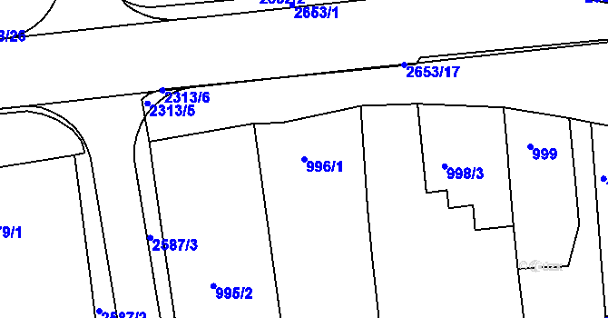 Parcela st. 996/1 v KÚ Horšovský Týn, Katastrální mapa