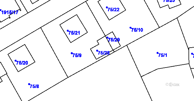 Parcela st. 75/28 v KÚ Horšovský Týn, Katastrální mapa
