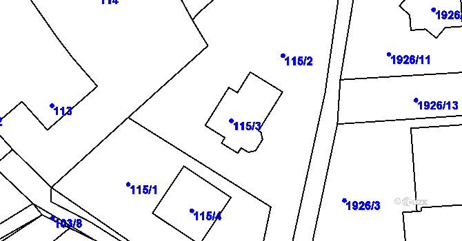 Parcela st. 115/3 v KÚ Horšovský Týn, Katastrální mapa