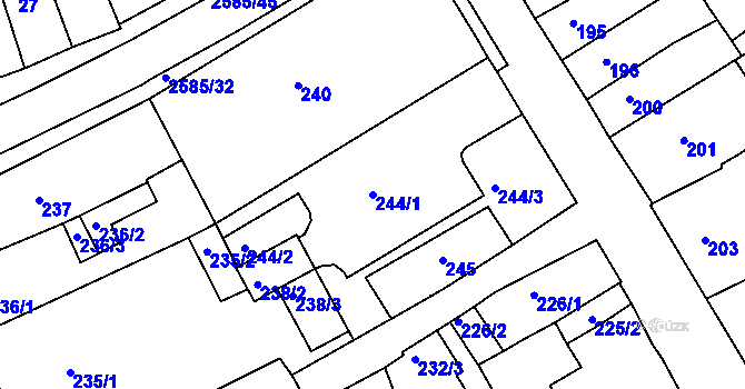 Parcela st. 244/1 v KÚ Horšovský Týn, Katastrální mapa