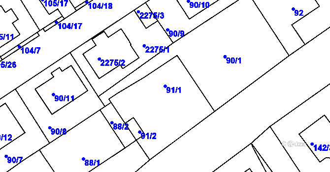 Parcela st. 91/1 v KÚ Horšovský Týn, Katastrální mapa