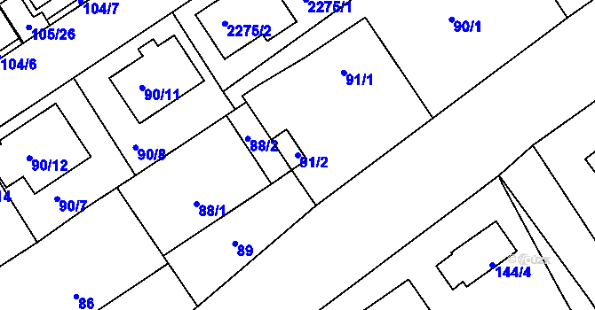 Parcela st. 91/2 v KÚ Horšovský Týn, Katastrální mapa