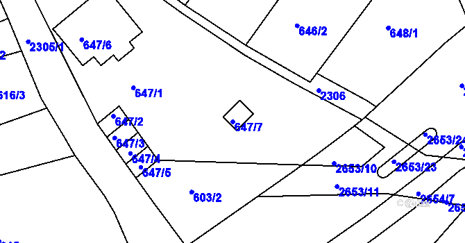 Parcela st. 647/7 v KÚ Horšovský Týn, Katastrální mapa