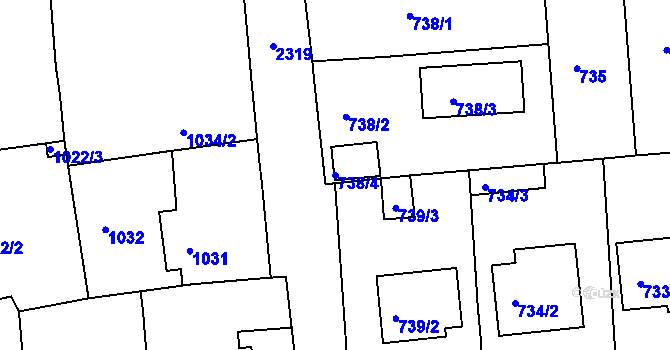 Parcela st. 738/4 v KÚ Horšovský Týn, Katastrální mapa