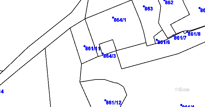 Parcela st. 864/3 v KÚ Horšovský Týn, Katastrální mapa